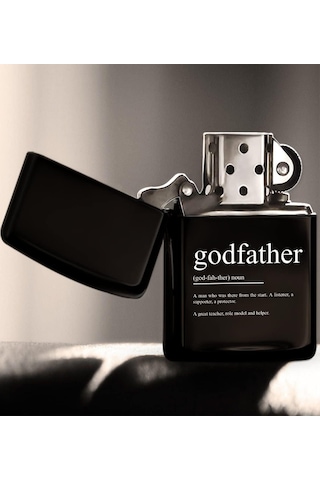 Bk Gift Godfather Tasarımlı Renkli Baskılı Siyah Benzinli Metal Çakmak Diğer