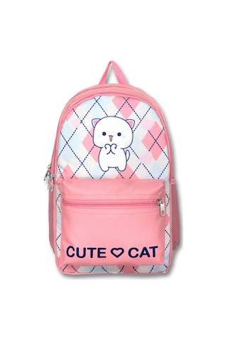 Cennec 5024 Love Cute Cat - Beyaz Pembe - Kız Çocuk Okul Çantası Beyaz - Pembe