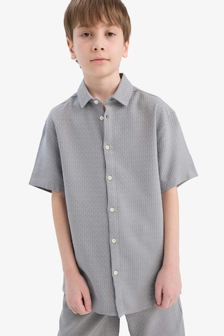 Defacto Erkek Çocuk Regular Fit Polo Yaka Dokulu Kısa Kollu Gömlek E7003a825hsgr265 Gri