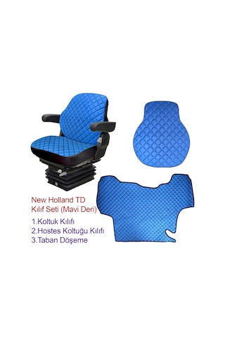 New Holland Td Grubu Traktör Koltuk Kılıfı Ve Döşeme Seti-mavi Deri