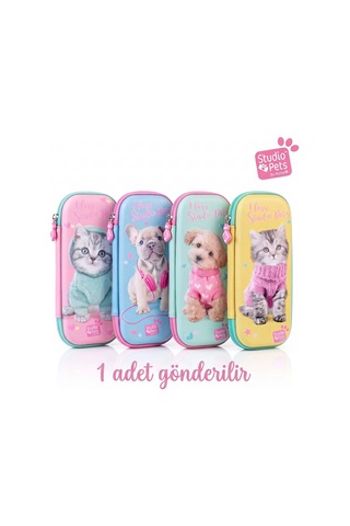 Bakgelal Studio Pets 3d Kabartmalı Kalem Kutusu Kedi Köpek Desenli Fermuarlı Okul Kalemliği Küçük - 9026034791777 Açık Mavi
