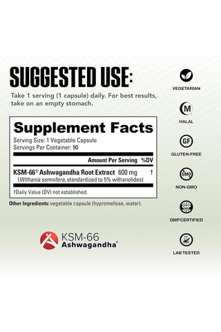 Nutrabio Ksm66 Herbal For Mood & Performance 600 Mg 90 Caps Aromasız