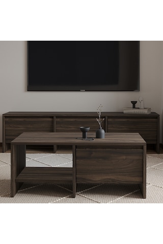 Laris Kapaklı Orta Sehpa 90 Cm Modern Tasarım Ceviz