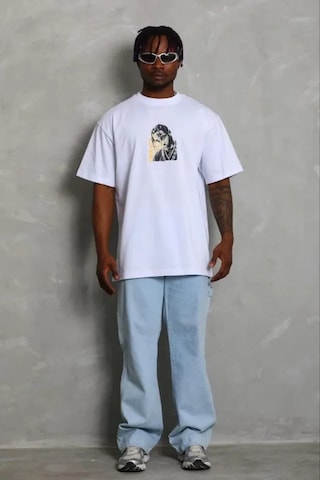 Modi Erkek Baskılı T-shirt Kısa Kol Bisiklet Yaka Regular Fit Rahat Kalıp Günlük Tişört - Beyaz - Mymg185495