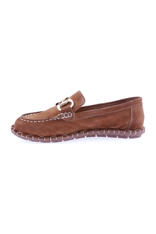 Dgn 600-23y Kadin Dikiş Detayli Metal Tokali Loafer Ayakkabi 600-2109-R1783 Taba