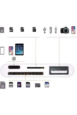 Ancheyn Lightning To Usb Lightning Micro Sd Tf Kart Okuyucu Çevirici Dönüştürücü Adaptör 4333