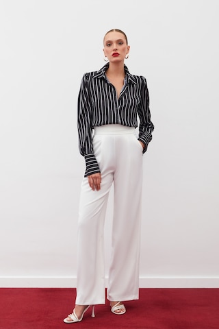Sateen Vatkalı Çizgili Gömlek - Siyah-134973 Siyah