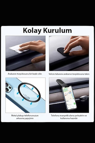 Bükülebilir Esnek Telefon Tutucu İphone Yeni Nesil Manyetik Mıknatıslı Araç İçi Telefon Tutucu SİYAH-GRİ