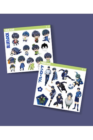 İsagi - Bluelock-yoichi Isagi - Parlak Kağıt -2li Sticker Set-telefon Süsleme Blue Lock Mor