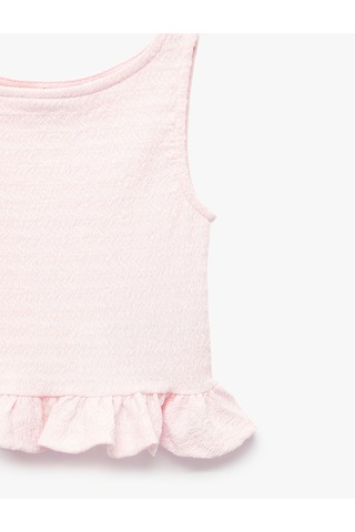 Koton Bisiklet Yaka Kolsuz Fırfır Detaylı Bluz Pembe 6skg60122ak Gül
