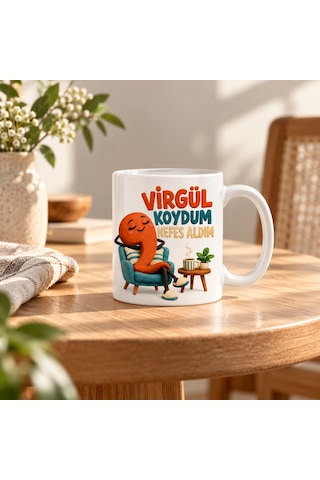 Ren.ga.renk Türkçe Duruşu Tasarımlı Porselen Kupa - Model 828 Rengaren