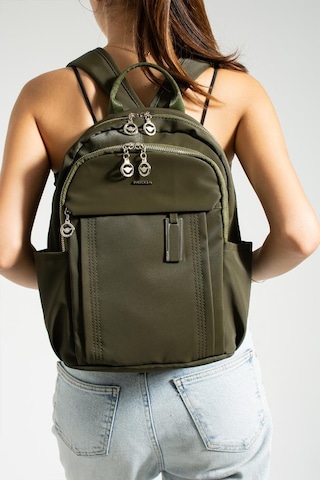 Baginn Saten Kumaş Kadın Sırt Çantası 38 28 Cm Yağmur İtici Kumaş Mega Bag Günlük Kullanıma Uygun Yeşil
