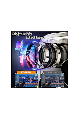 İphone 15 Pro Max / İphone 15 Pro Siyah Titanyum Taşlı Kamera Lens Koruyucu