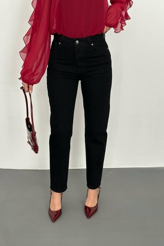Alemdarshop Siyah Boru Paça Jeans Pantolon