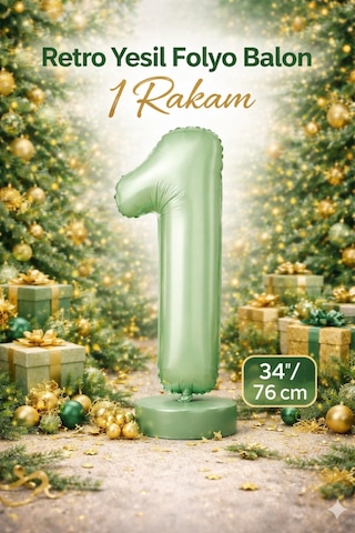 Yeşil 1 Rakam Folyo Balon 76cm Yeşil