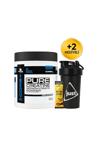Mustang Nutrition Core+ Pure Creatine Monohydrate Powder Kreatin 250 Gr 50 Servis + Shaker + Protein Kahve Hediyeli Aromasız