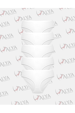 Alya Underwear Kadın Pamuklu Hipster - Slip Külot 5 Farklı Renk 1 Pakette Beyaz