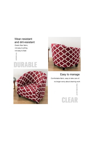 Sones Elastik Her Şey Dahil Tek Kişilik Yarım Daire Baskılı Kanepe Kılıfı Stil Kırmızı