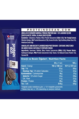 Protein Bar - Cookie & Cream 50G x 12 Adet