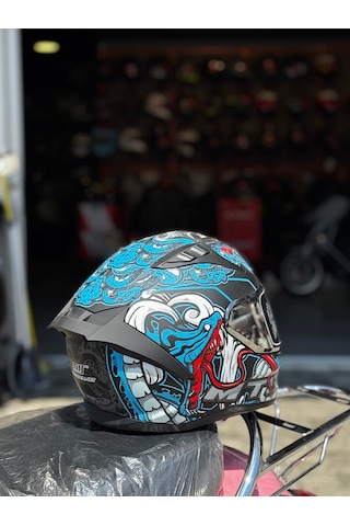 Mts Fullface Kask Ece2206 Sertifikalı Güneş Vizörlü Mavi