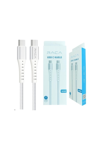 Raca Rc10b 60 Watt Type-c To Type-c Şarj Ve Data Kablosu 1 Metre - Beyaz