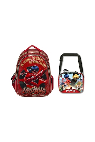Ladybug Simli İlkokul Kız Çocuk Sırt Çantası Ve Beslenme Çantası Çok Renkli