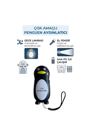 Kamptek Minimal Figürlü Hem El Feneri Hem Gece Lambası Kamp Işığı Gece Lambası Sevimli Figürler Pilli Lamba 11 6 Cm Askı İpli Siyah