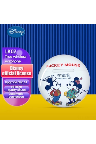 Mufunye Disney Lk02 Bluetooth 5.1 Spor Kulaklıkları - Mickey Tasarım, Hıfı Ses, Tws, Type-c Şarj Kutusu, In-ear Ergonomik Beyaz