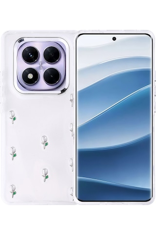 Noktaks - Xiaomi Uyumlu Xiaomi Redmi Note 14 Pro Plus - Kılıf Airbag Tasarımlı Simli Şeffaf Koruyucu Kutup Kapak - Lale T37080 Lale
