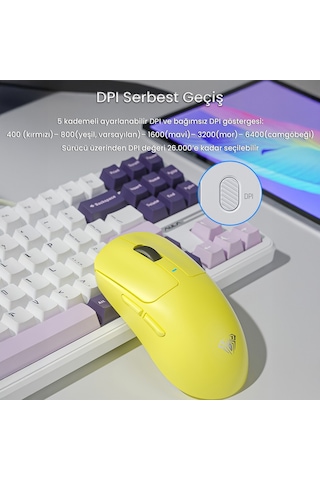 Aula Sc680 26000 Dpı 7 Tuşlu Kablosuz Optik Gaming Oyuncu Mouse Sarı