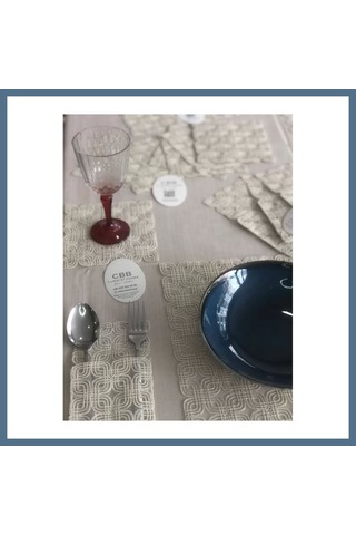 Buradabulabilirsin Sofra Takımı Orion Gardenya Keten Yemek Takımı 160x260 Masa Seti 26 Parça Runner Set Kapiçino Bbz
