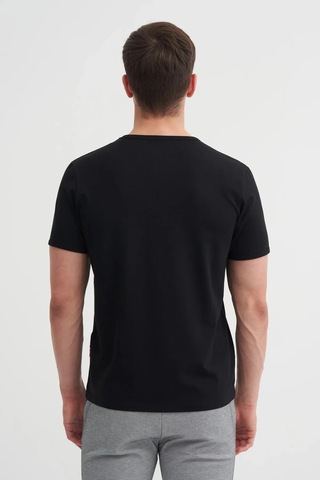 Cazador Slim Fit V Yaka Düz Örme Likarlı Tişört Siyah