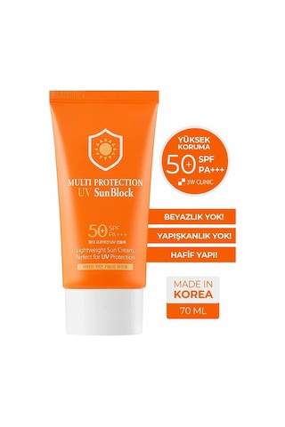 3w Clınıc Yüksek Koruma Sağlayan Ince Yapıda Spf50+ Pa +++ Multi Sun Protection Uv Sun Block