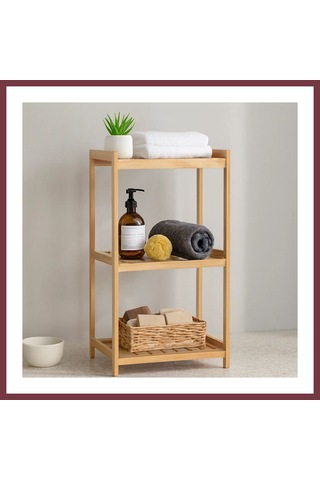 Storeşahin 3 Katlı Çok Amaçlı Ahşap Bambu Raf Organizer 36x32x80 Cm Shn0720