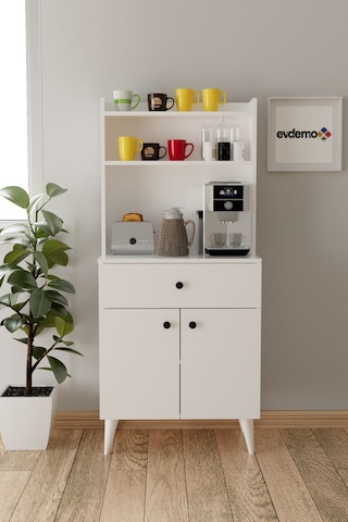 Biga Kahve Köşesi Çok Amaçlı Dolap Beyaz