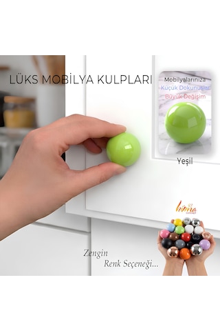 Sert Plastik Düğme Yuvarlak Top Yeşil Dolap Mobilya Mutfak Dolabı Çekmece Kulbu Kulpu Kulplar