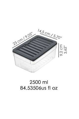3'lü Derin Mikrodalga Uyumlu Organizer Set Düzenleyici Gıda Erzak Saklama Kabı 2500 ML Antrasit