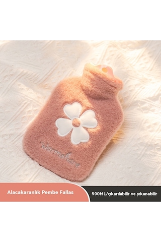 Peluş Su Dolu El Isıtıcı Çanta-pembe 500ml