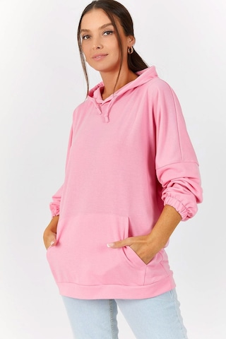 Armonika Kadın Toz Pembe Kapüşonlu Cepli Sweatshirt Arm-21k024027