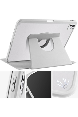 Apple Uyumlu iPad Pro 13 2025 M5 Kılıf Mkst Termik Kalem Bölmeli Dönebilen Standlı Kılıf - Mavi Tablet Kılıfı