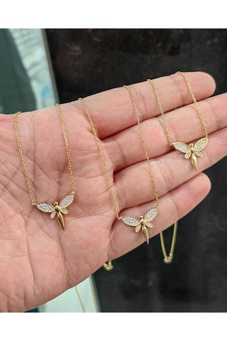 Beyaz Taşlı Gümüş Melek Kolye