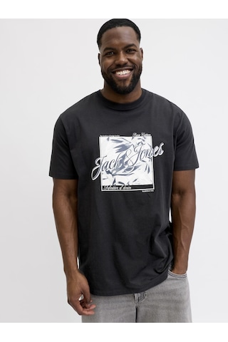 Jack & Jones Jack Jones Baskılı Büyük Beden Tişört 12295982 Siyah