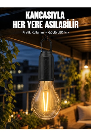 Taşınabilir Şarjlı Led Ampul Askılı Lamba Kamp Bahçe Lambası - Lisinya Çok Renkli