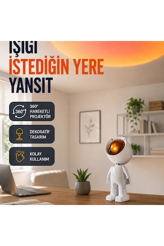 Dekoratif Gün Batımı Işığı Astronot Figürlü Yeni Nesil Renkli