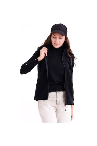 Monox Kadın Slim Fit Tam Fermuarlı Polar Yelek Siyah