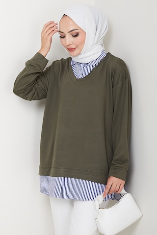 Gömlek Yaka Oysho Tunik 1612 - Haki Haki