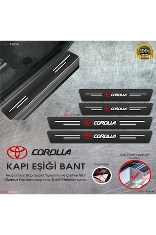Toyota Corolla Logolu Karbon Kapı Eşiği Koruyucu Suni Deri 4'lü