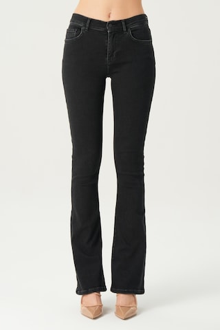 Aurora Siyah Normal Bel Patı Fermuarlı Skinny Flare Jean Pantolon C 4810-006 Siyah