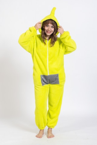 Tampap Fermuarlı Teletabi Model Polar Kadın Tulum Şapkalı - Yeşil