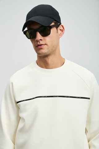 Lufian Erkek Cosmo Sweatshirt 112030181 Kırık Beyaz Kırık Beyaz